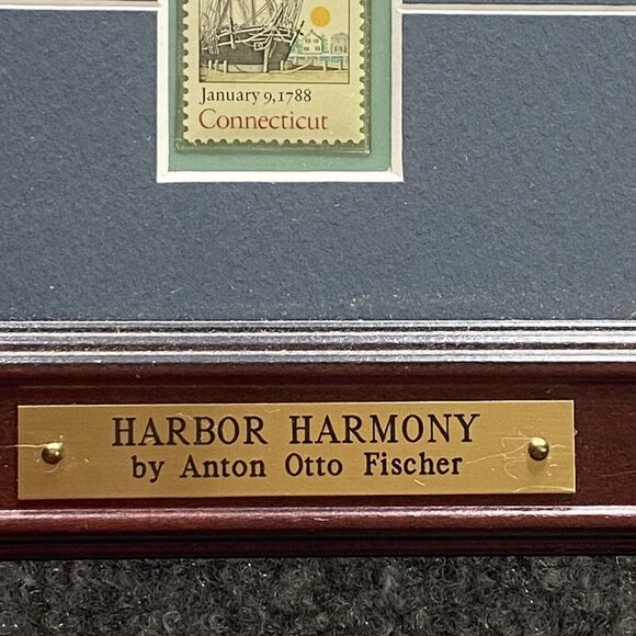 Anton Otto Fischer Framed‎ Art Print Harbor Harmony Commemorative Stamps 18x22 - Picture 10 of 16